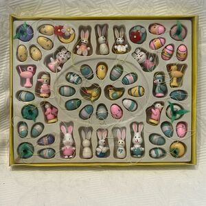 Colorful Easter Bunny and Egg Ornaments Set Mini NIB